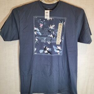 Vans T-Shirt TropiCat Box Graphic Print Short Sleeve T Shirt Mens L Blue New NWT